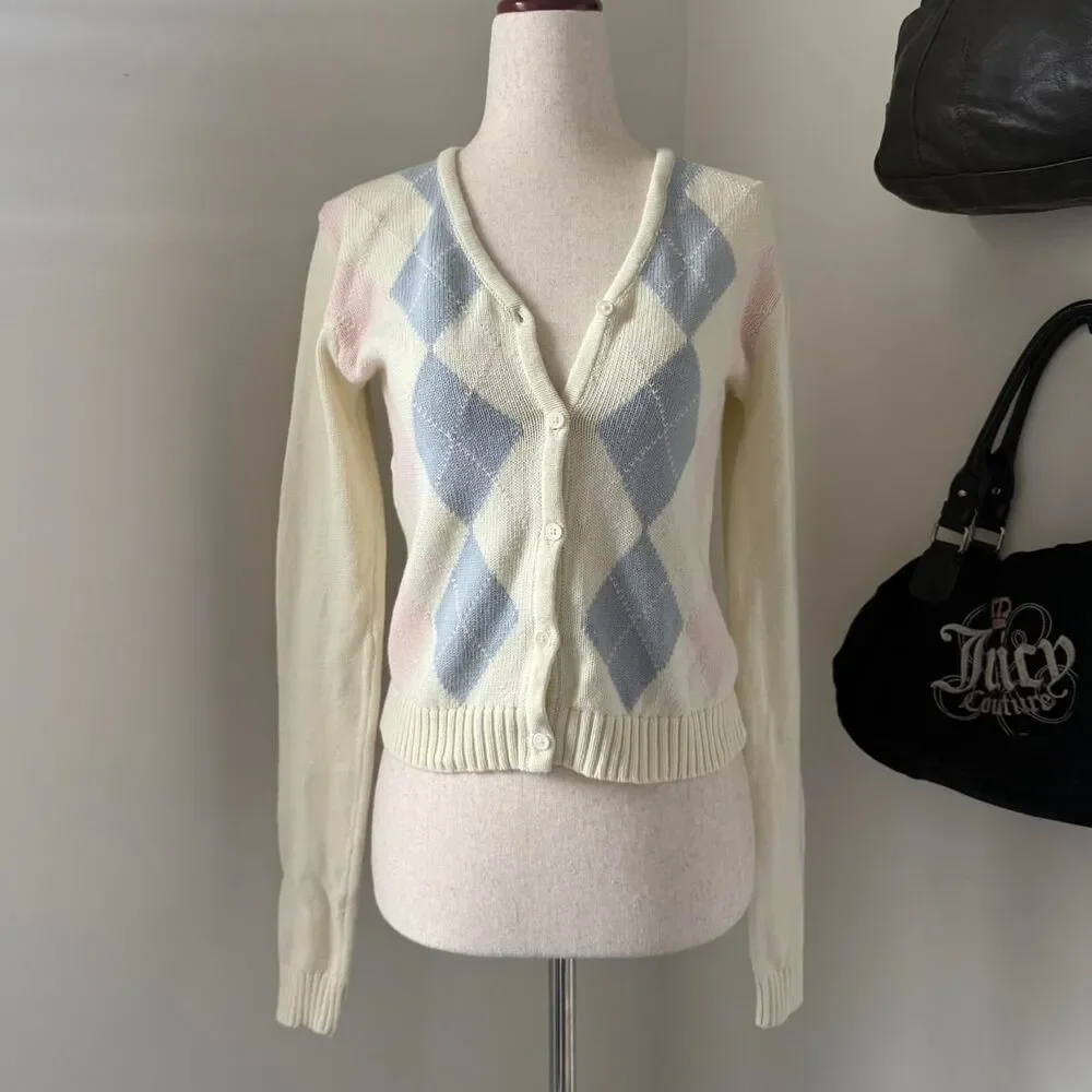 Brandy Melville Argyle Cardigan Sweater OS - Picture 7 of 7